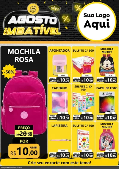 Modelo de Encarte para Encarte A4 Vertical com o tema Agosto Imbatível para Papelaria