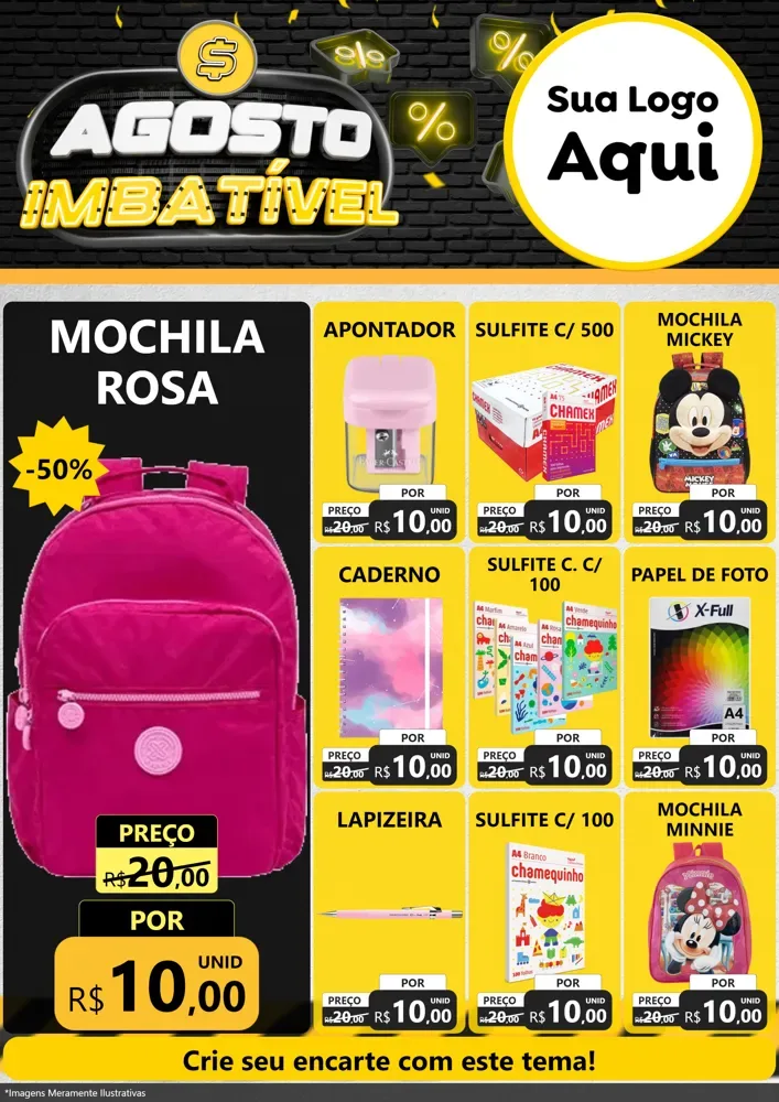 Modelo de Encarte para Encarte A4 Vertical com o tema Agosto Imbatível para Papelaria