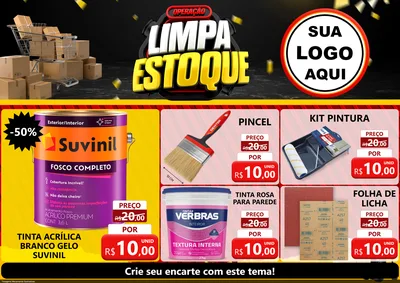 Modelo de Encarte para Encarte A4 Horizontal com o tema Operação Limpa Estoque para Tintas e Ferramentas