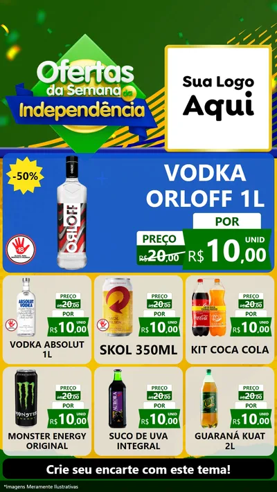 Modelo de Rede Social para Stories com o tema Ofertas da Semana da Independência para Distribuidora de bebidas