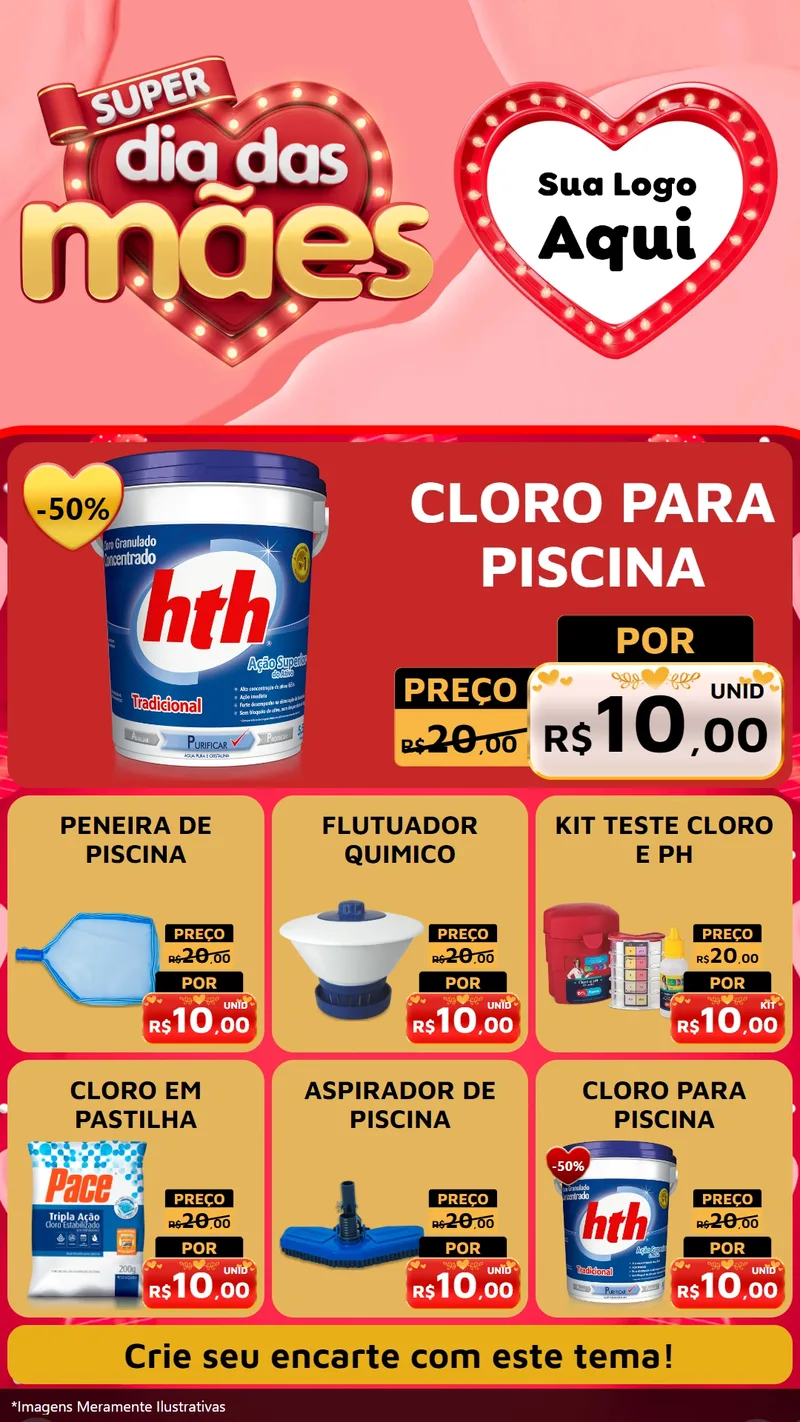 Modelo de Rede Social para Stories com o tema Super Dia Das Mães para Produtos para Piscina
