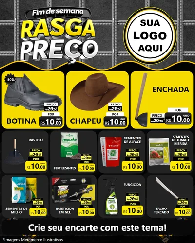 Modelo de Rede Social para Feed Instagram com o tema Fim de Semana Rasga Preço para Agropecuária