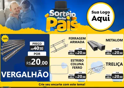 Modelo de Encarte para Encarte A4 Horizontal com o tema Sorteio Dia Dos Pais para Ferragens