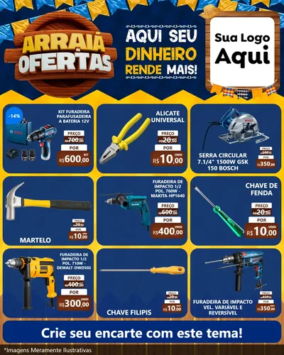 Modelo de Rede Social para Feed Instagram com o tema Arraiá de Ofertas - Junina para Maquinas e Ferramentas