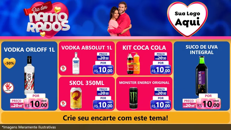 Modelo de TV para TV Horizontal com o tema Dia dos namorados para Distribuidora de bebidas