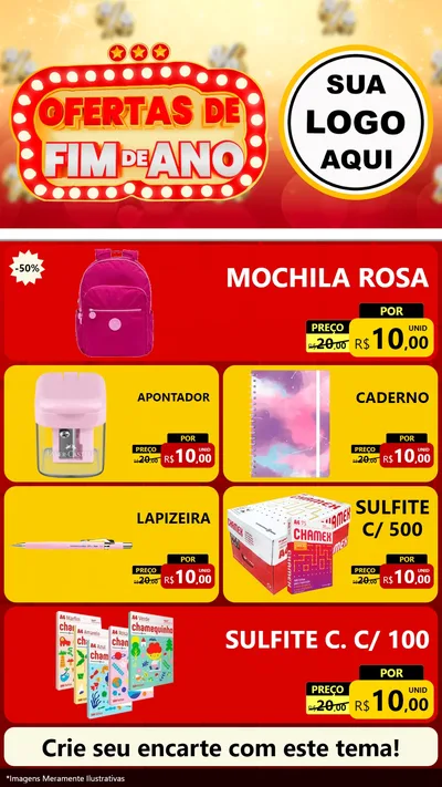 Modelo de TV para TV Vertical com o tema Ofertas de Fim de Ano para Papelaria