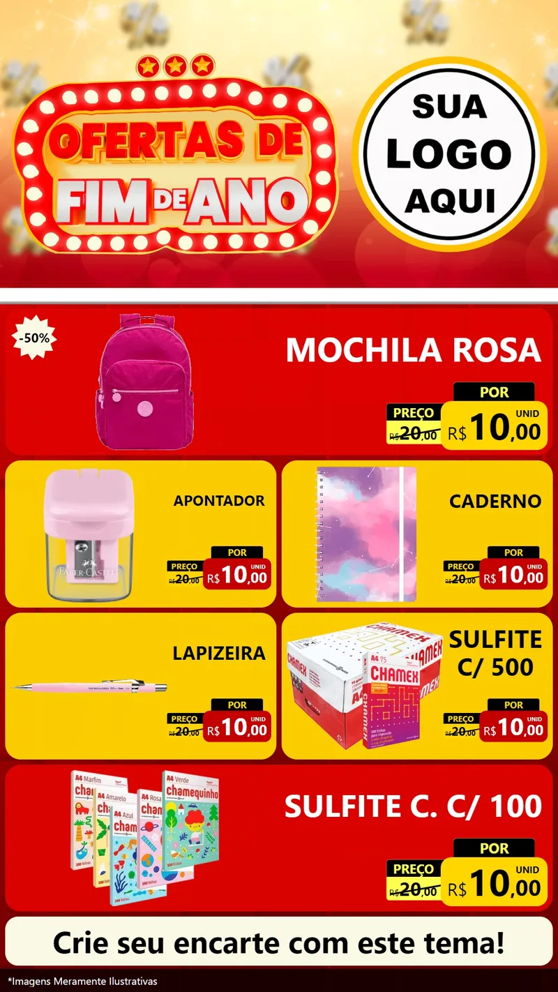 Modelo de TV para TV Vertical com o tema Ofertas de Fim de Ano para Papelaria
