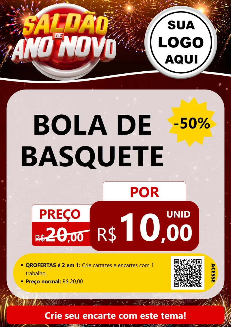 Modelo de Cartaz para Cartaz A4 Vertical com o tema Saldão de Ano Novo para Artigos Esportivos