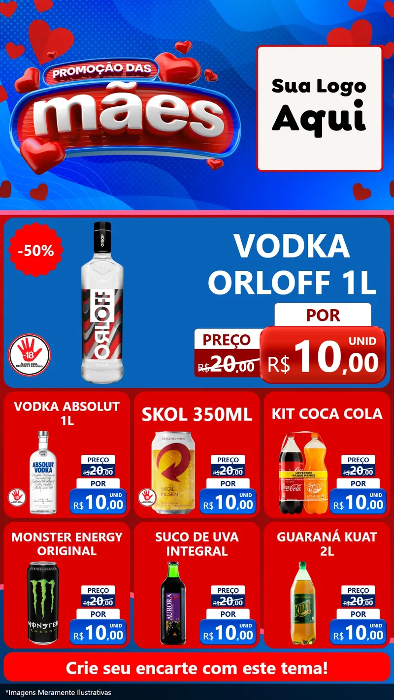 Modelo de Rede Social para Stories com o tema Promoção das Mães para Distribuidora de bebidas