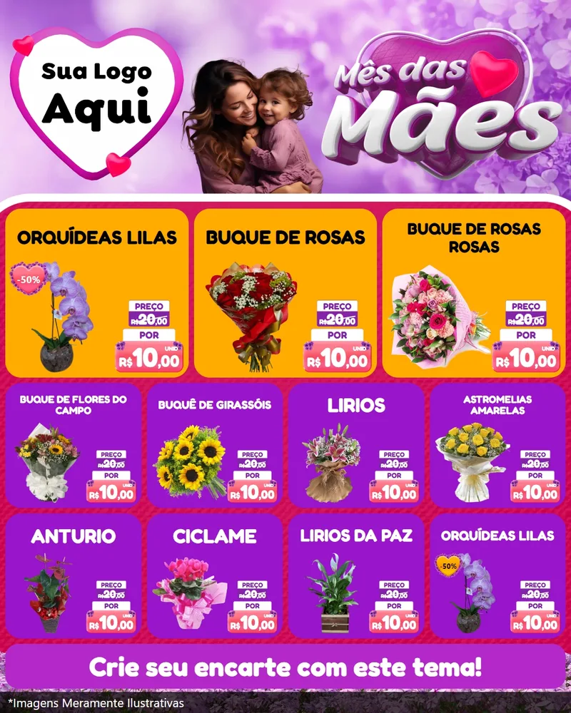 Modelo de Rede Social para Feed Instagram com o tema Mês das Mães para Floricultura e jardim