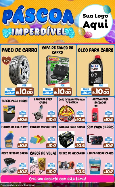 Modelo de Encarte para Encarte Grande com o tema Páscoa Imperdível para Auto peças