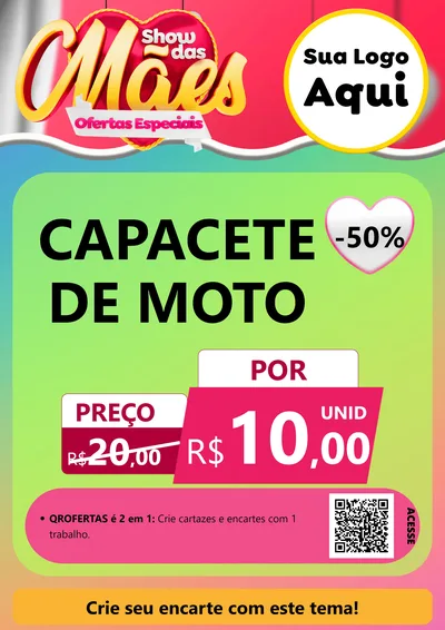 Modelo de Cartaz para Cartaz A4 Vertical com o tema Show das Mães - Ofertas Especiais para Moto peças