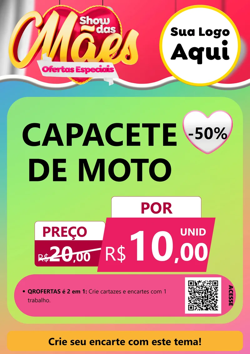 Modelo de Cartaz para Cartaz A4 Vertical com o tema Show das Mães - Ofertas Especiais para Moto peças