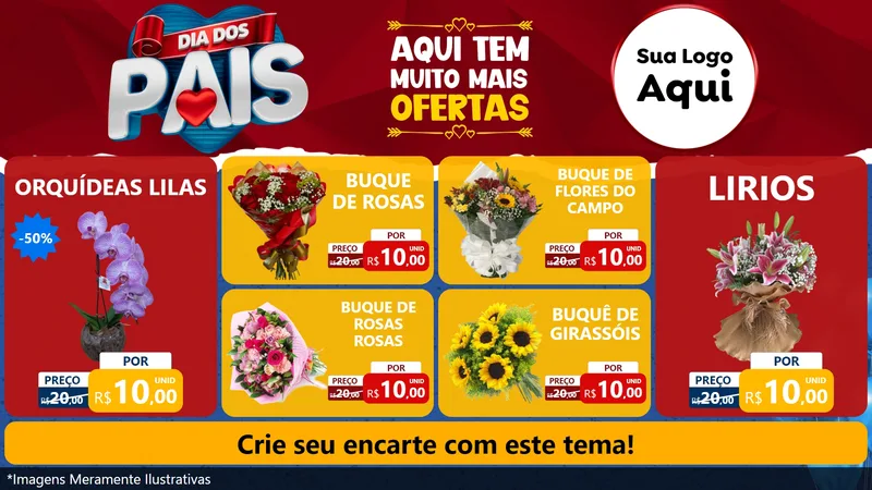 Modelo de TV para TV Horizontal com o tema Dia dos Pais para Floricultura e jardim