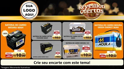 Modelo de TV para TV Horizontal com o tema Réveillon de Ofertas para Baterias Elétricas