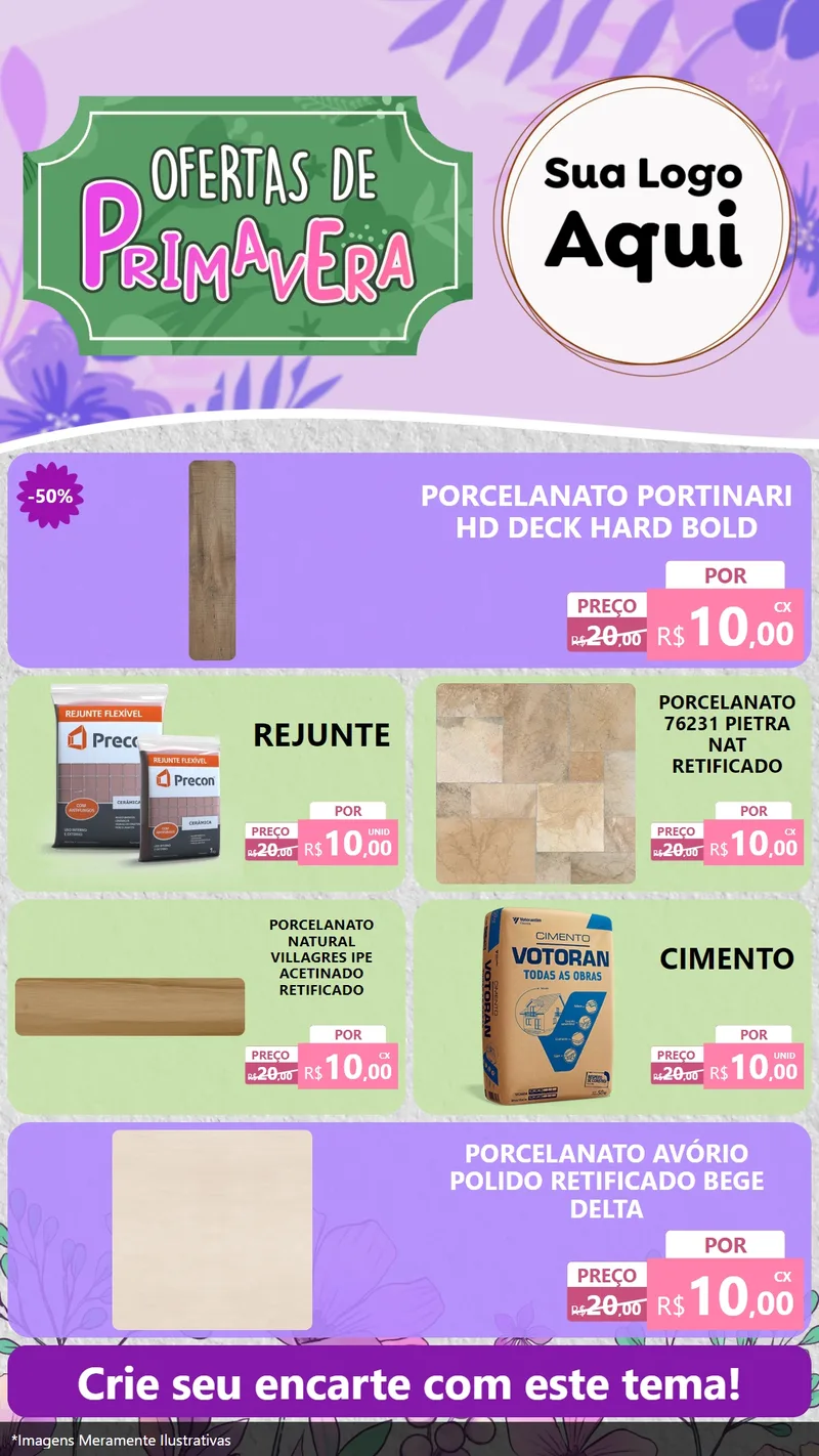 Modelo de TV para TV Vertical com o tema Ofertas de Primavera para Pisos e revestimentos