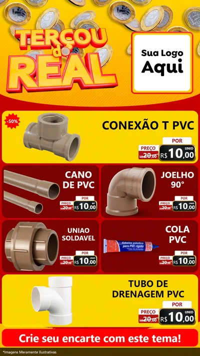 Modelo de TV para TV Vertical com o tema Terçou do Real para Tubos e conexões
