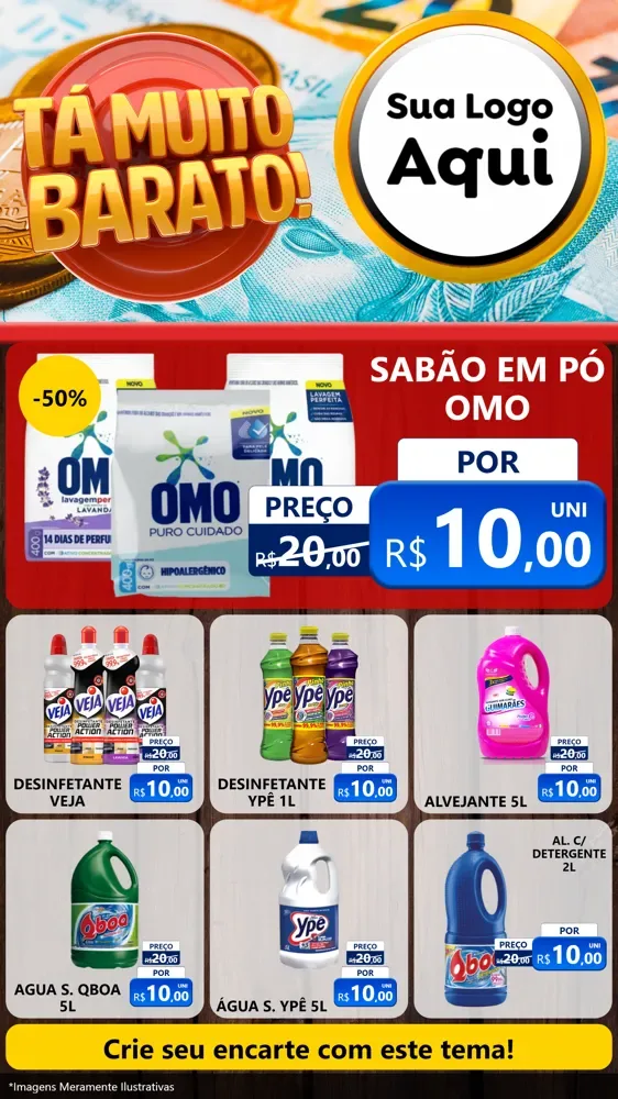 Modelo de Rede Social para Stories com o tema Está Muito Barato para Produtos de Limpeza
