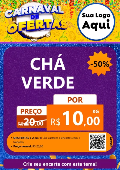 Modelo de Cartaz para Cartaz A4 Vertical com o tema Carnaval de Ofertas para Produtos Naturais