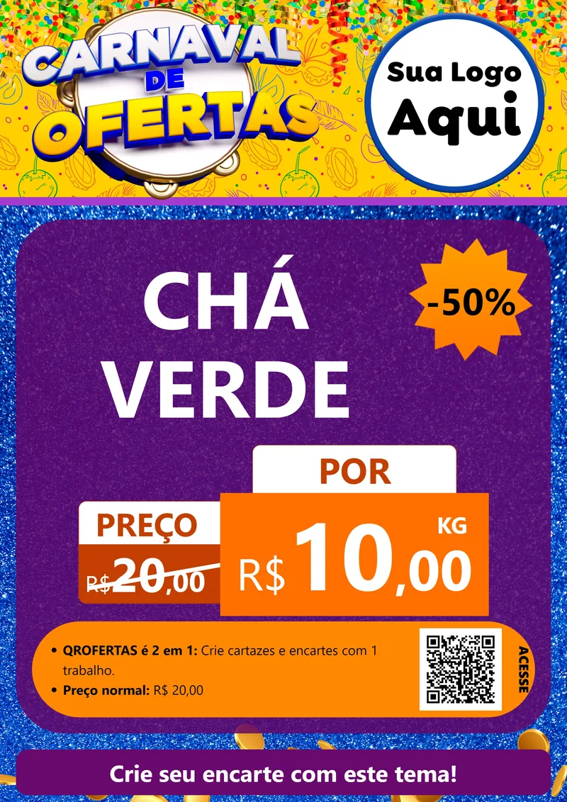 Modelo de Cartaz para Cartaz A4 Vertical com o tema Carnaval de Ofertas para Produtos Naturais