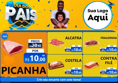 Modelo de Encarte para Encarte A4 Horizontal com o tema Dia dos Pais para Açougue