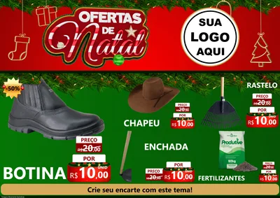 Modelo de Encarte para Encarte A4 Horizontal com o tema Ofertas de Natal para Agropecuária