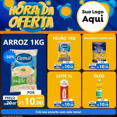 Modelo de Rede Social para Feed Facebook com o tema Hora da Oferta para Supermercado
