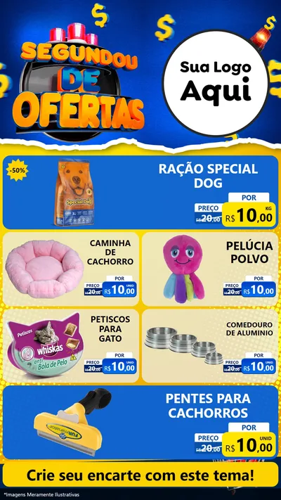 Modelo de TV para TV Vertical com o tema Segundou de Ofertas para Pet Shop