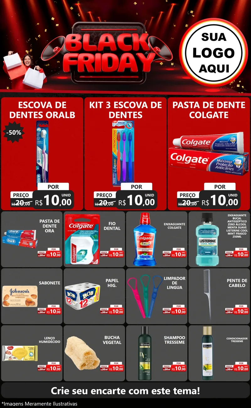 Modelo de Encarte para Encarte Grande com o tema Black Friday para Higiene Pessoal