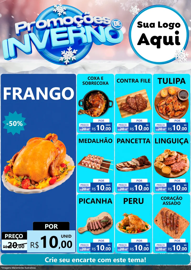 Modelo de Encarte para Encarte A4 Vertical com o tema Promoções de Inverno para Assados