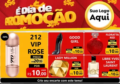 Modelo de Encarte para Encarte A4 Horizontal com o tema É Dia De Promoção para Perfumes