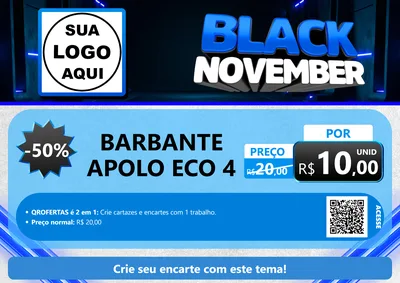 Modelo de Cartaz para Cartaz A4 Horizontal com o tema Black November para Armarinho e Aviamentos
