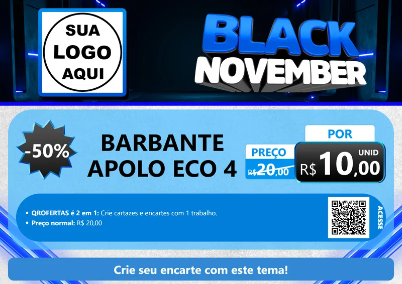 Modelo de Cartaz para Cartaz A4 Horizontal com o tema Black November para Armarinho e Aviamentos