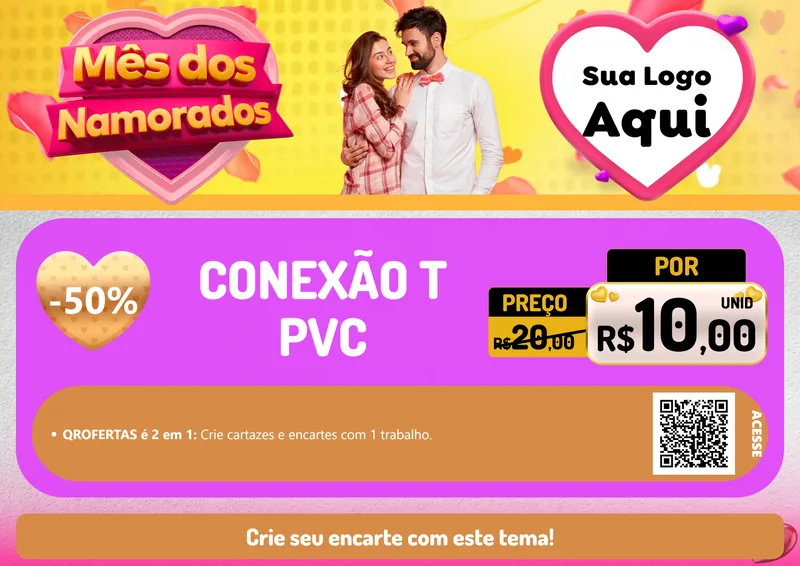 Modelo de Cartaz para Cartaz A4 Horizontal com o tema Mês dos Namorados para Tubos e conexões