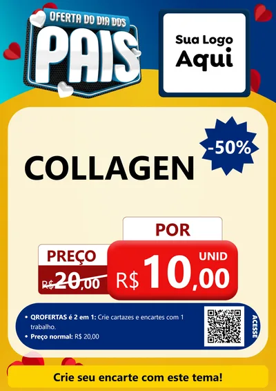 Modelo de Cartaz para Cartaz A4 Vertical com o tema Oferta Do Dia Dos Pais para Suplementos alimentares