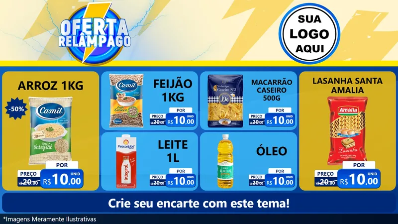 Modelo de TV para TV Horizontal com o tema Oferta Relâmpago para Supermercado