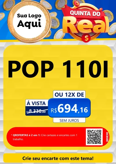 Modelo de Cartaz para Cartaz A4 Vertical com o tema Quinta do Real para Concessionaria de Motos