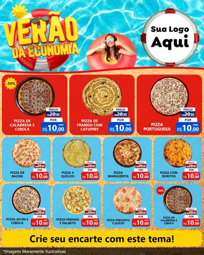 Modelo de Rede Social para Feed Instagram com o tema Verão da Economia para Pizzaria