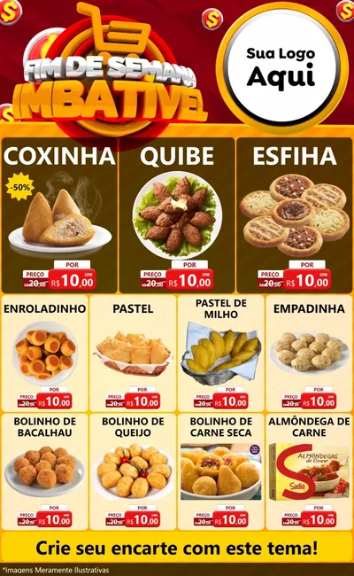 Modelo de Encarte para Encarte Grande com o tema Fim de Semana Imbatível para Salgadaria