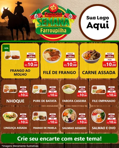Modelo de Rede Social para Feed Instagram com o tema Especial Semana Farroupilha para Restaurante