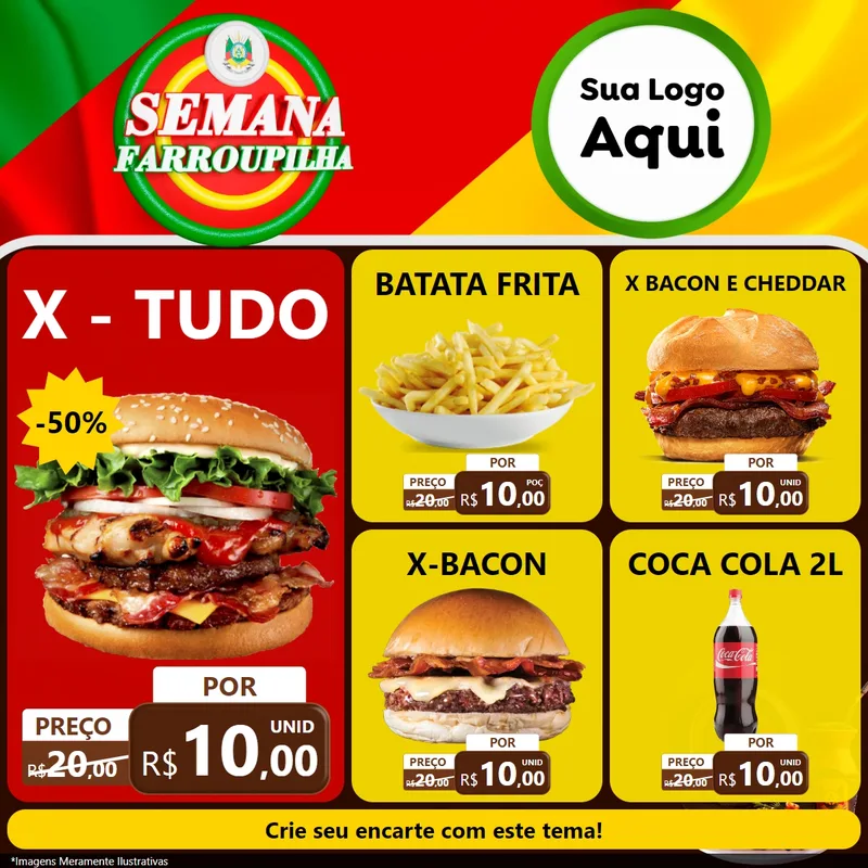 Modelo de Rede Social para Feed Facebook com o tema Semana Farroupilha para Hamburgueria