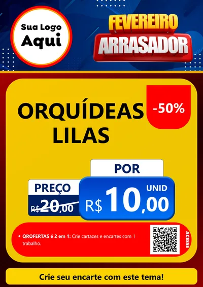 Modelo de Cartaz para Cartaz A4 Vertical com o tema Fevereiro Arrasador para Floricultura e jardim
