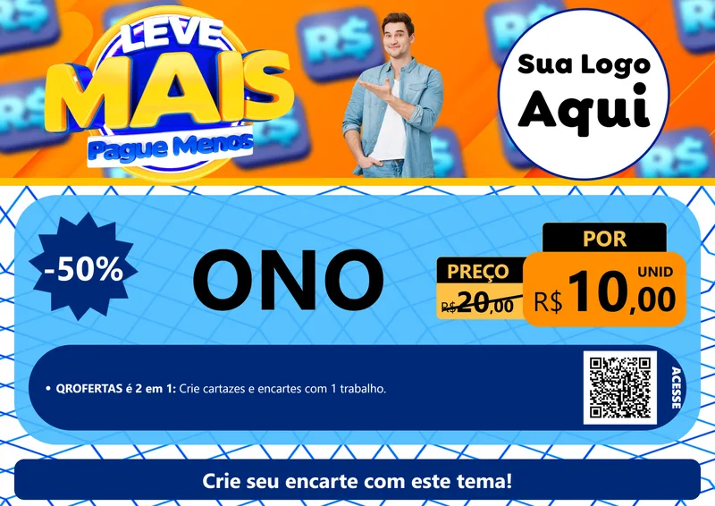 Modelo de Cartaz para Cartaz A4 Horizontal com o tema Leve Mais, Pague Menos para Óticas