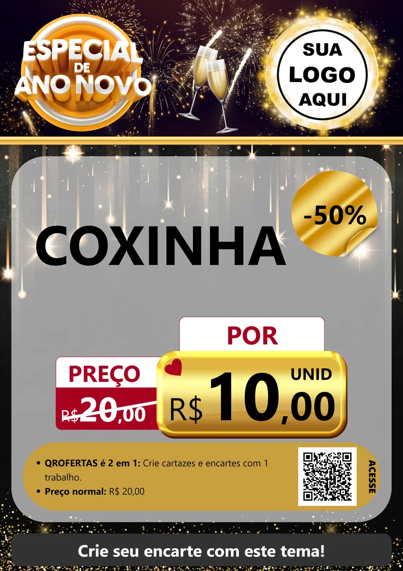 Modelo de Cartaz para Cartaz A4 Vertical com o tema Especial de Ano Novo para Salgadaria