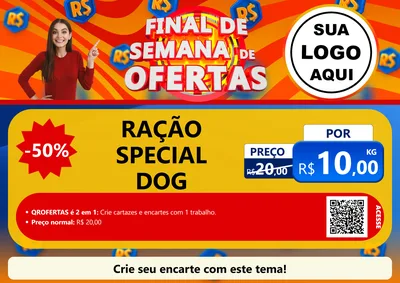 Modelo de Cartaz para Cartaz A4 Horizontal com o tema Final de Semana de Ofertas para Pet Shop