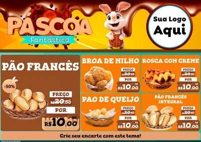 Modelo de Encarte para Encarte A4 Horizontal com o tema Páscoa Fantástica para Padaria