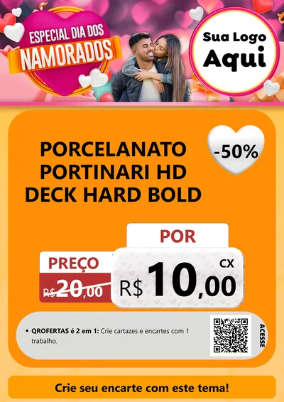 Modelo de Cartaz para Cartaz A4 Vertical com o tema Especial Dia dos Namorados para Pisos e revestimentos