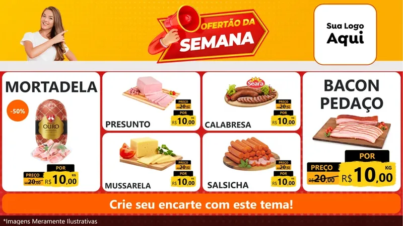 Modelo de TV para TV Horizontal com o tema Ofertão da Semana para Frios e Laticínios