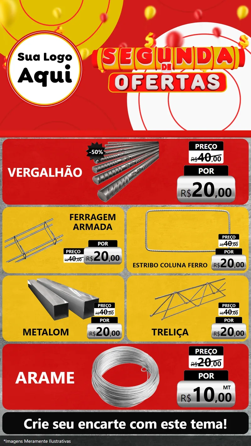 Modelo de TV para TV Vertical com o tema Segunda de Ofertas para Ferragens