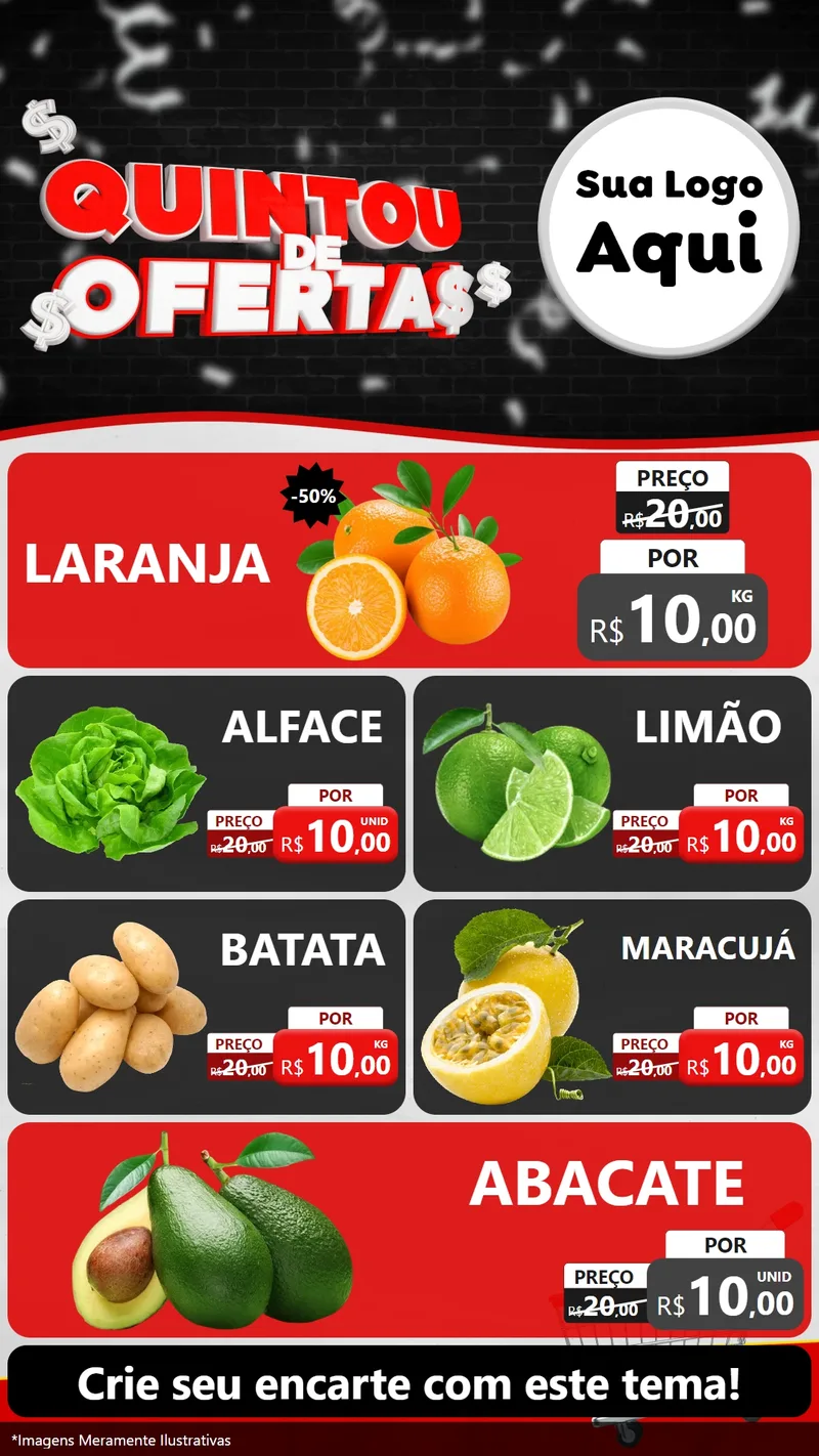 Modelo de TV para TV Vertical com o tema Quintou de Ofertas para Hortifrúti